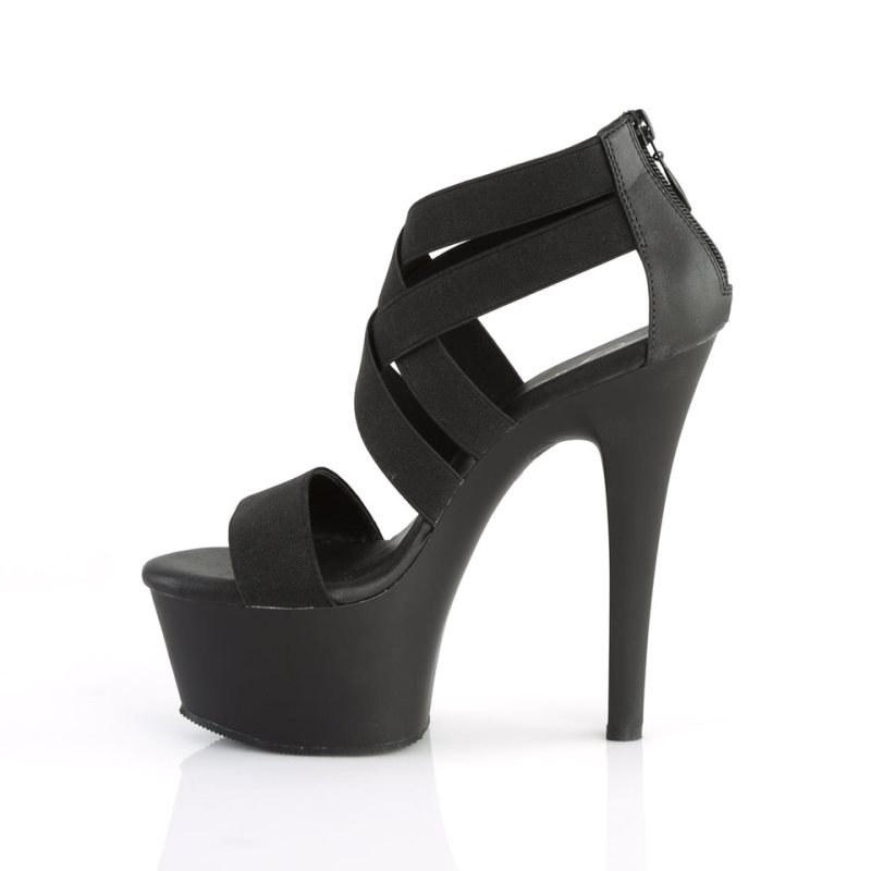 Pleaser Aspire-669 Vegan Leather Women's Platform Heels Sandals Black | NZ SWXBYM