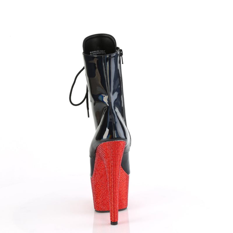 Pleaser Bejeweled-1020-7 Women's Heels Boots Black / Red | NZ SRDATY