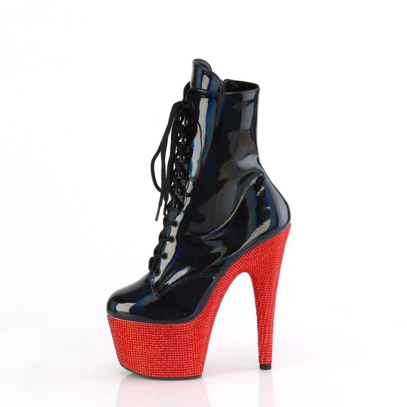 Pleaser Bejeweled-1020-7 Women's Heels Boots Black / Red | NZ SRDATY