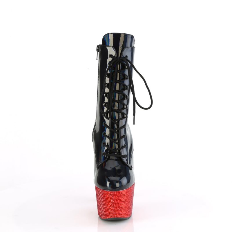 Pleaser Bejeweled-1020-7 Women's Heels Boots Black / Red | NZ SRDATY