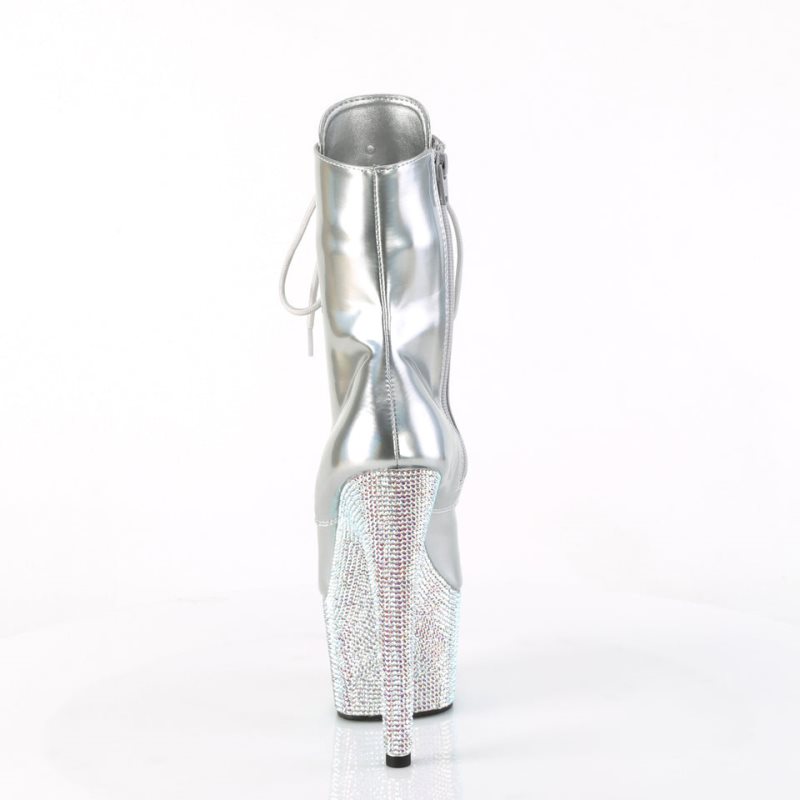 Pleaser Bejeweled-1020-7 Women's Heels Boots Silver | NZ MQHRYI