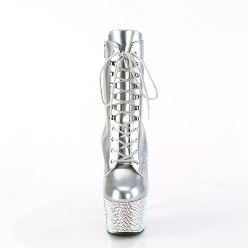 Pleaser Bejeweled-1020-7 Women's Heels Boots Silver | NZ MQHRYI