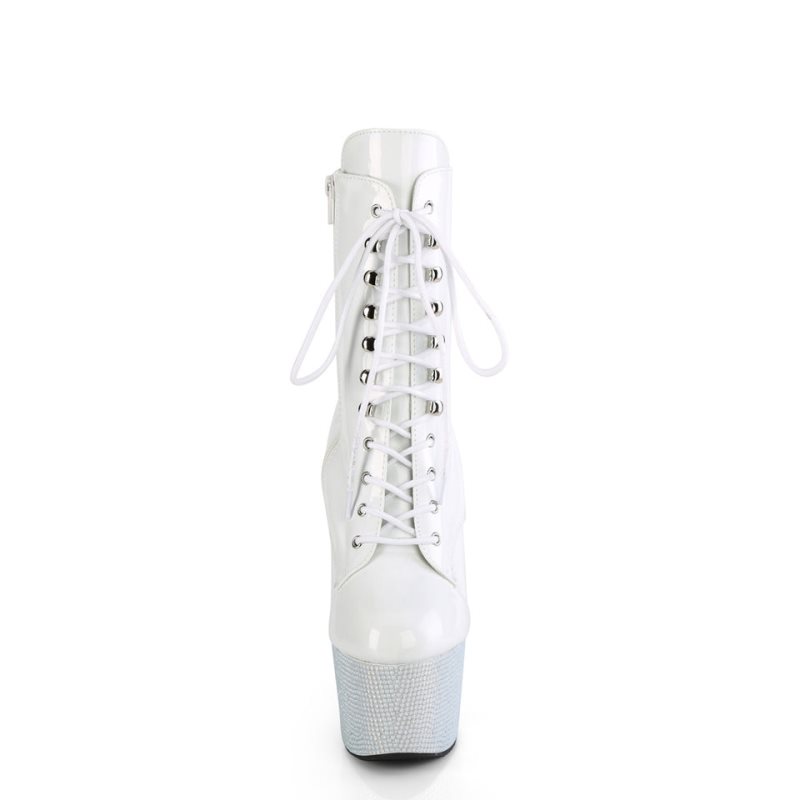 Pleaser Bejeweled-1020-7 Women's Heels Boots White | NZ YRMQJD