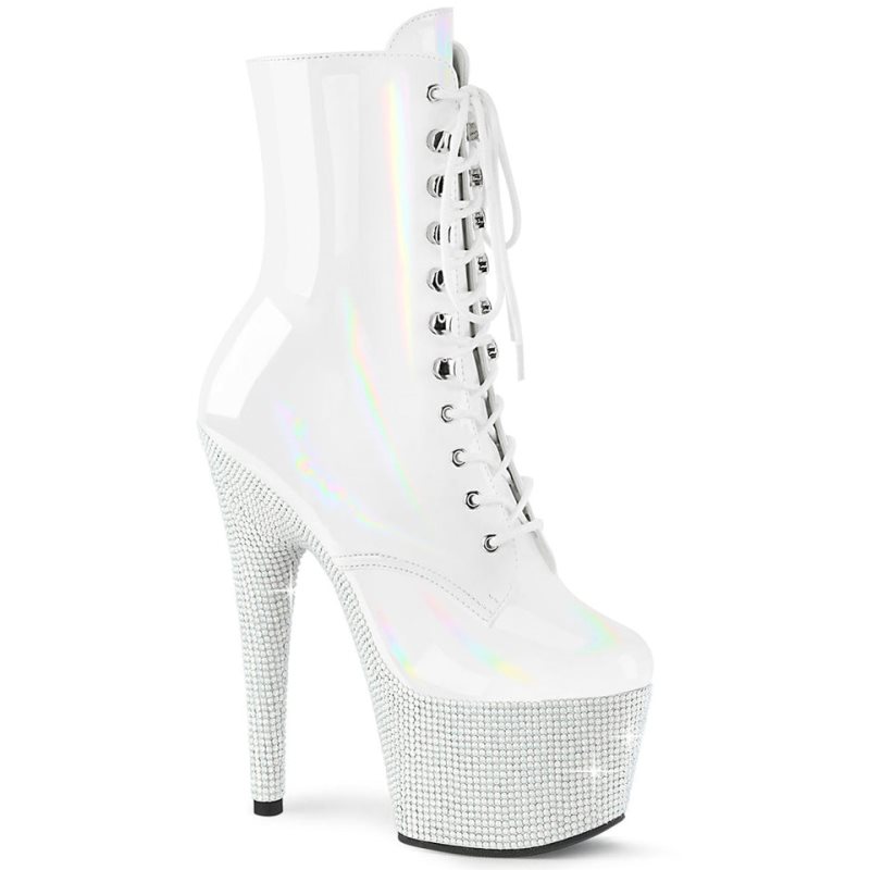 Pleaser Bejeweled-1020-7 Women\'s Heels Boots White | NZ YRMQJD