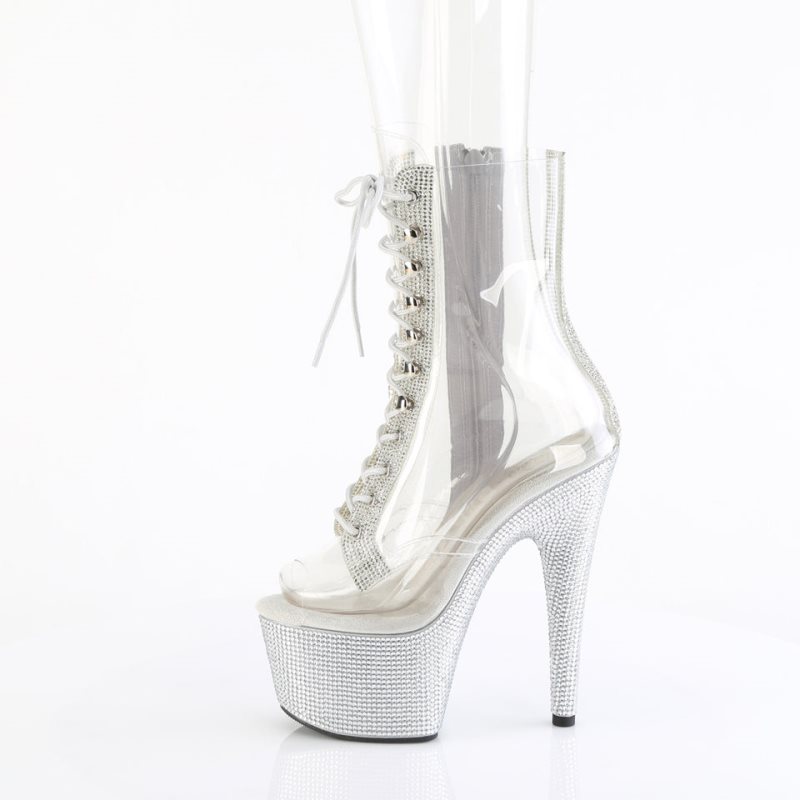 Pleaser Bejeweled-1021C-2 Women's Heels Boots Silver / Clear | NZ ZMAIQT