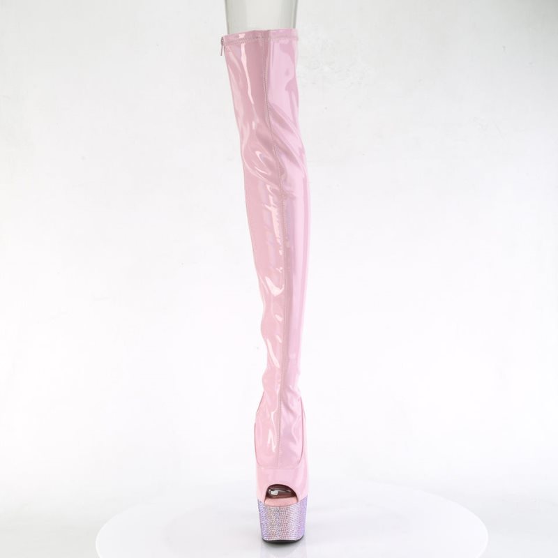 Pleaser Bejeweled-3011-7 Women's Thigh High Boots Pink | NZ DRYHPV