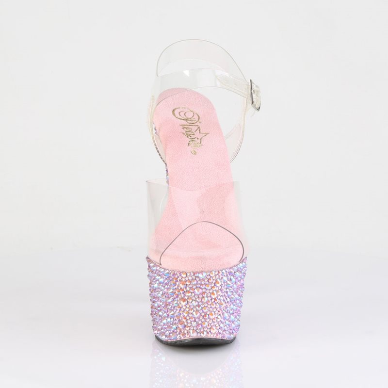 Pleaser Bejeweled-708MS Women's Platform Heels Sandals Pink / Clear | NZ HOTMBK