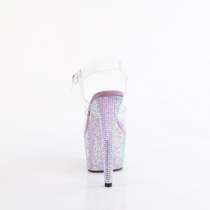 Pleaser Bejeweled-708RRS Women's Platform Heels Sandals Purple / Clear | NZ MIGFAV