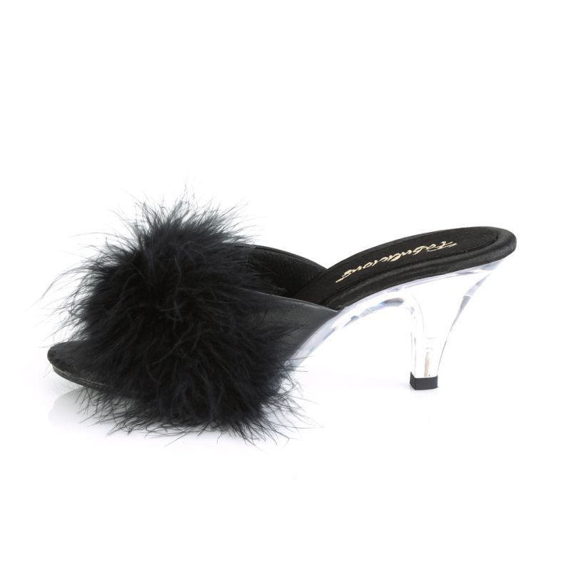 Pleaser Belle-301F Women's Slides Black / Clear | NZ CEJLNB