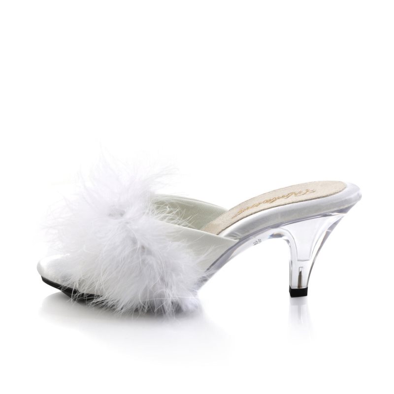 Pleaser Belle-301F Women's Slides White / Clear | NZ TLWMZK