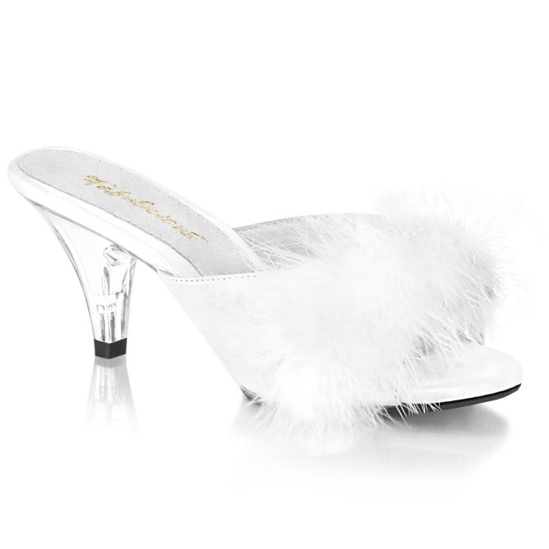 Pleaser Belle-301F Women\'s Slides White / Clear | NZ TLWMZK