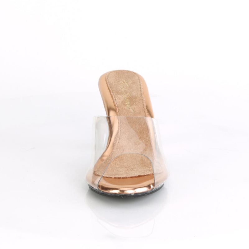 Pleaser Belle-301 Women's Slides Rose Gold / Clear | NZ MFUEKW