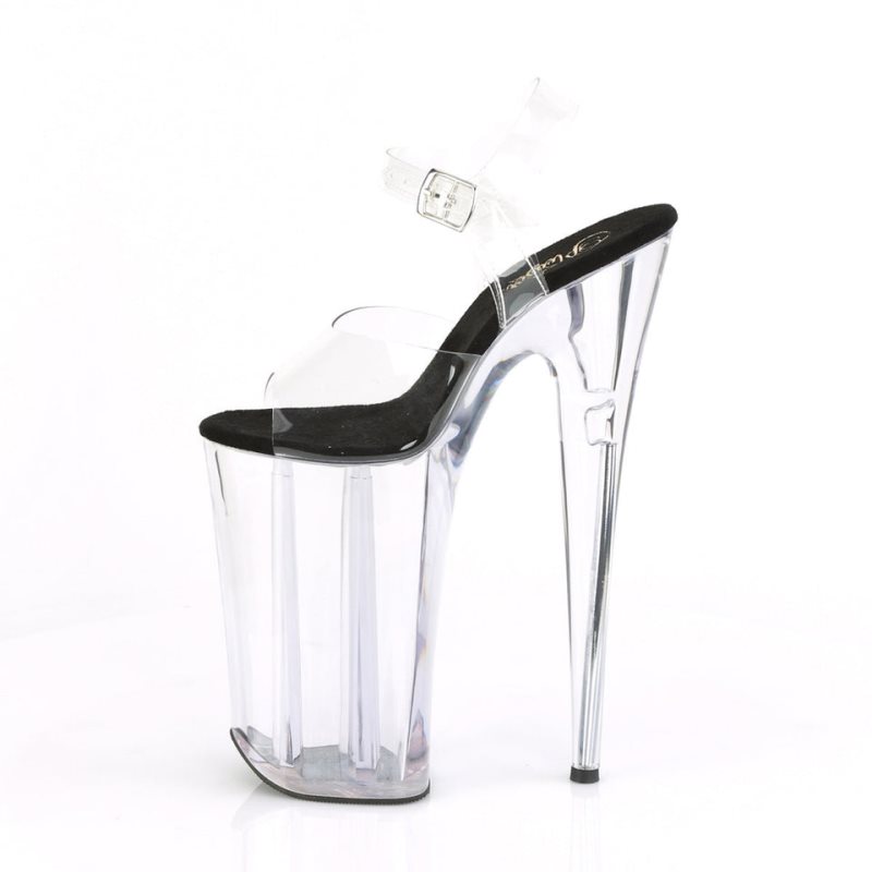 Pleaser Beyond-008 Women's Platform Heels Sandals Black / Clear | NZ XPJUMK