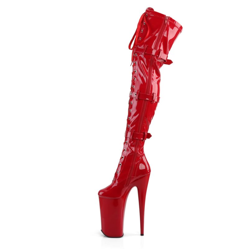 Pleaser Beyond-3028 Women's Thigh High Boots Red | NZ VMPXJA