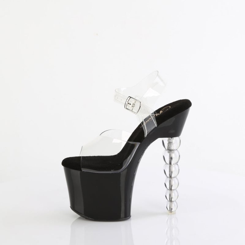 Pleaser Bliss-708 Women's Platform Heels Sandals Black / Clear | NZ BZONHK