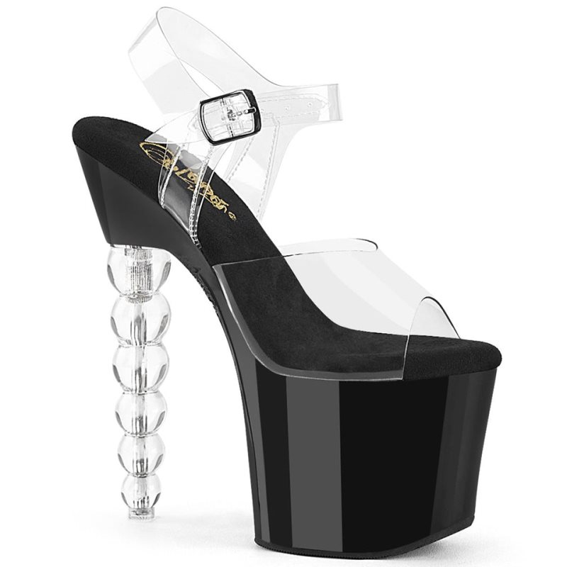 Pleaser Bliss-708 Women\'s Platform Heels Sandals Black / Clear | NZ BZONHK