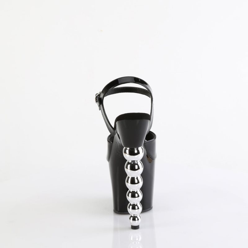 Pleaser Bliss-709 Women's Platform Heels Sandals Black / Silver | NZ IMHKSV