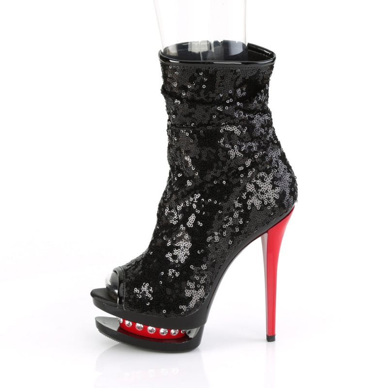 Pleaser Blondie-R-1008 Women's Heels Boots Black / Red | NZ VITJXS