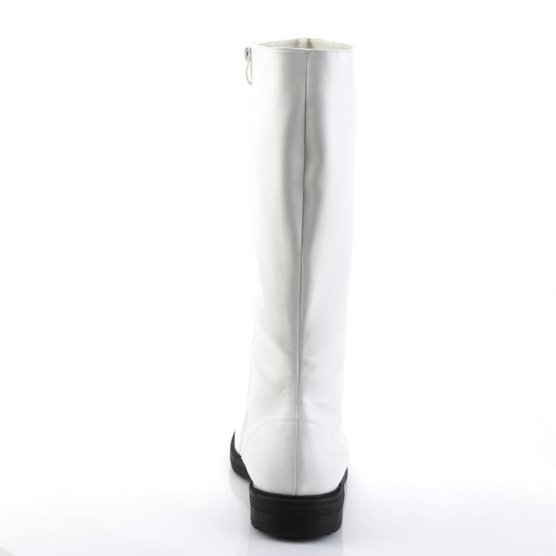 Pleaser Captain-100 Vegan Leather Men's Knee-high Boots White | NZ HZNOCM