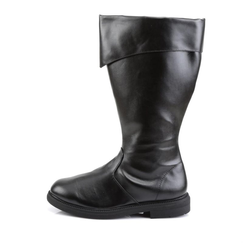 Pleaser Captain-105 Vegan Leather Men's Knee-high Boots Black | NZ TUXZBW