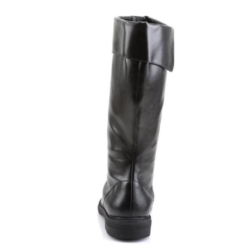 Pleaser Captain-105 Vegan Leather Men's Knee-high Boots Black | NZ TUXZBW