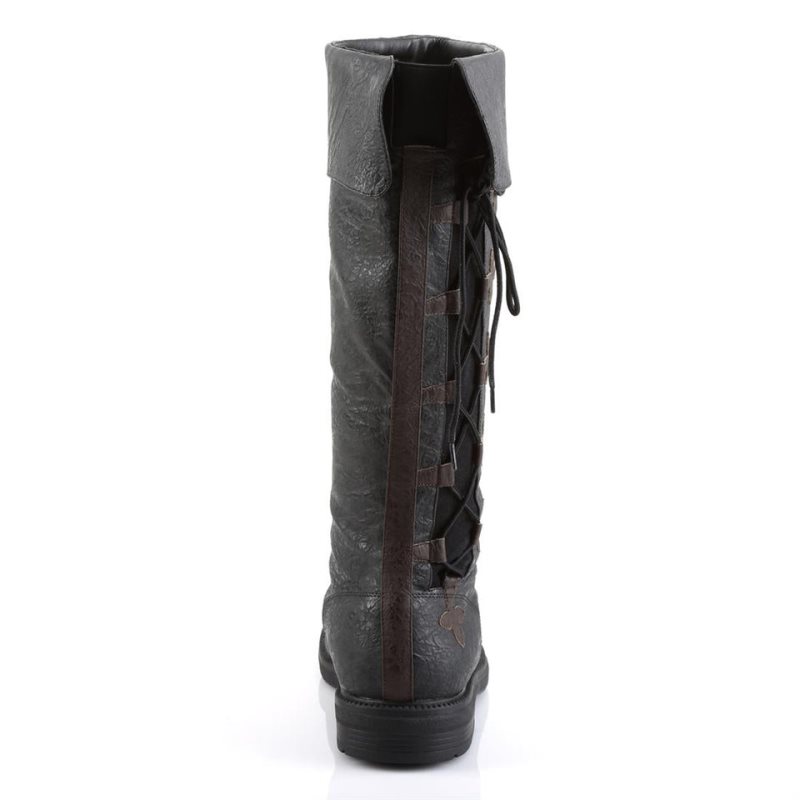 Pleaser Captain-110 Men's Knee-high Boots Black / Brown | NZ UPHWLZ