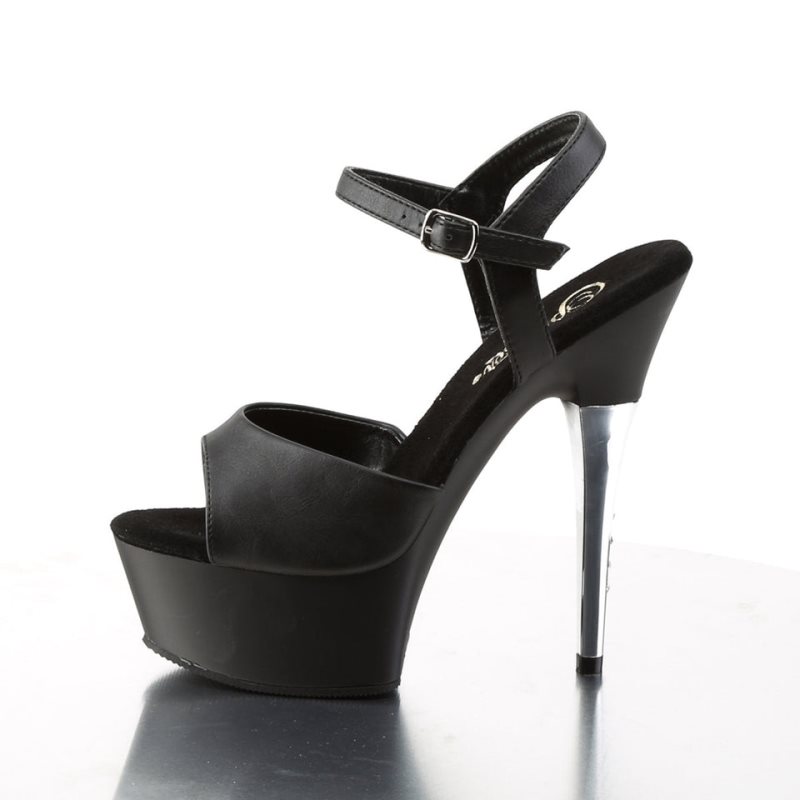 Pleaser Captiva-609 Vegan Leather Women's Platform Heels Sandals Black | NZ OBASCR