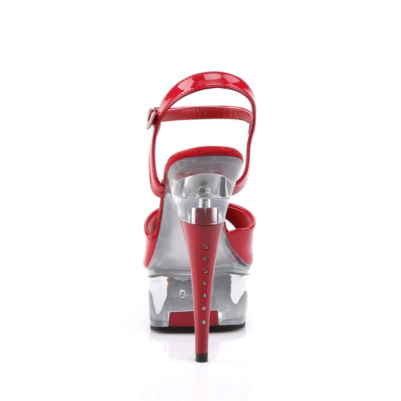 Pleaser Captiva-609 Women's Platform Heels Sandals Red / Clear | NZ ZFQLET