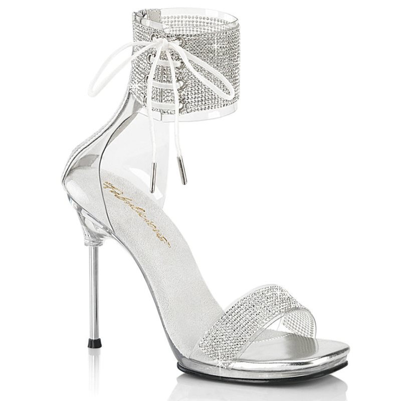 Pleaser Chic-47 Women\'s Heels Sandals Silver / Clear | NZ OIXNMF