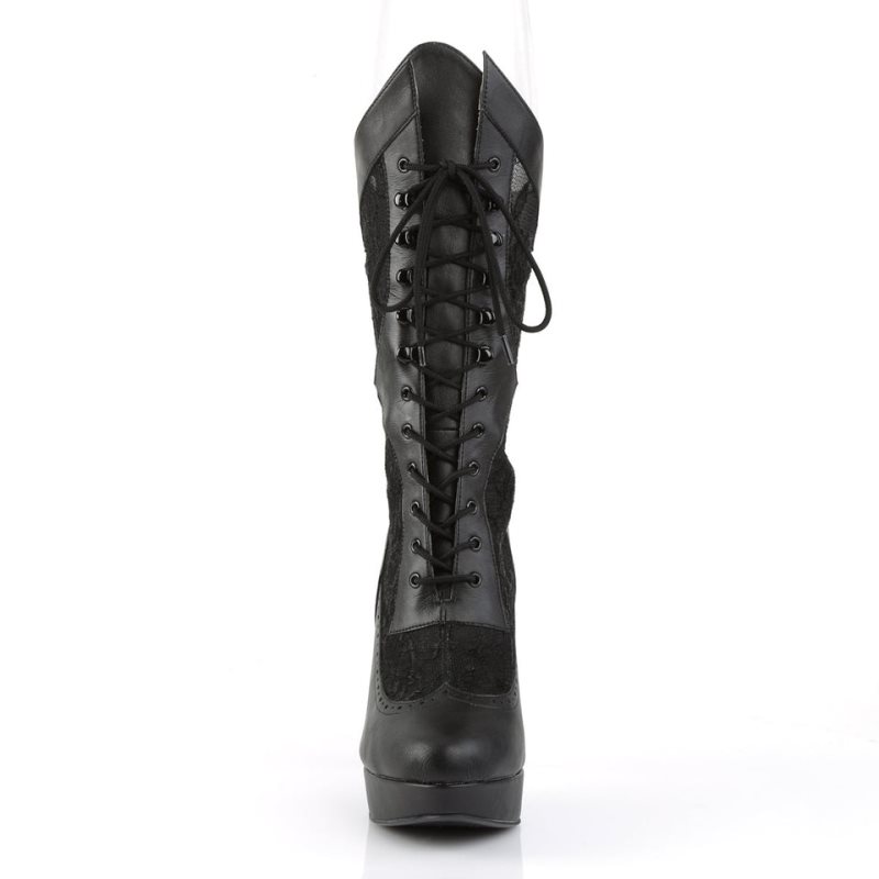 Pleaser Chloe-115 Vegan Leather Women's Heels Boots Black | NZ QKLPVI