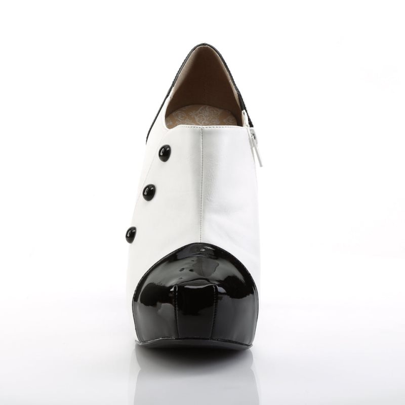 Pleaser Chloe-11 Women's Heels Boots Black / White | NZ RJFXMV