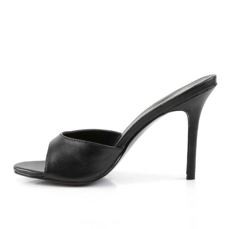 Pleaser Classique-01 Vegan Leather Women's Slides Black | NZ AIQJZU