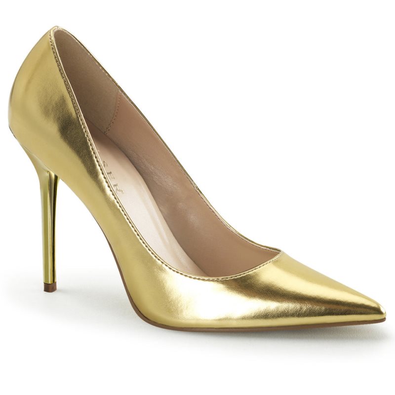 Pleaser Classique-20 Women\'s Pumps Gold Metal | NZ OFVDBH