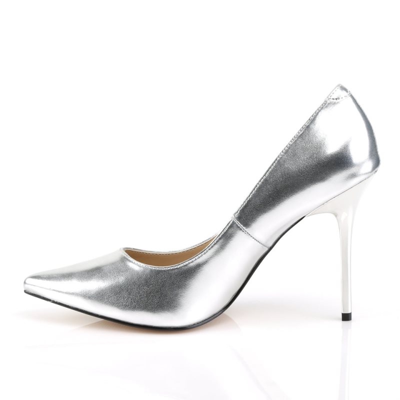 Pleaser Classique-20 Women's Pumps Silver Metal | NZ LTPJYN