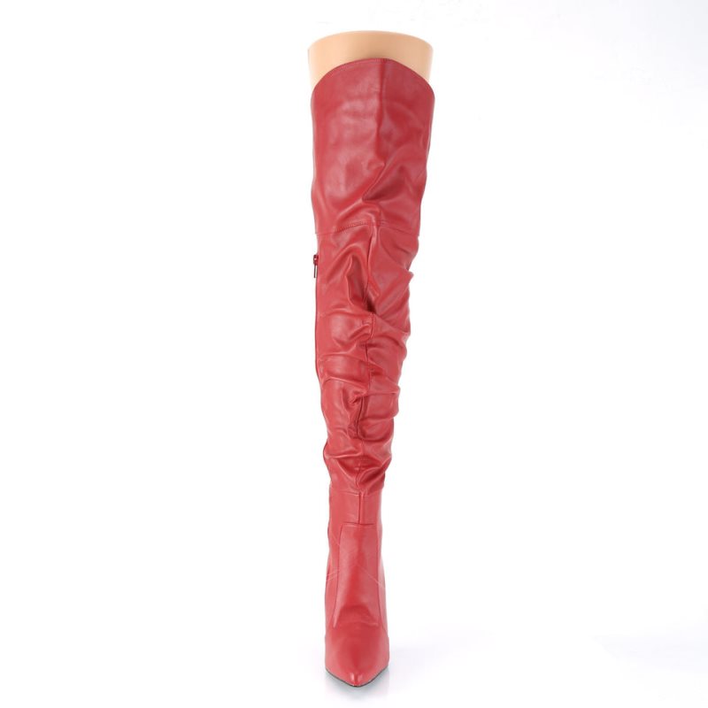 Pleaser Classique-3011 Women's Thigh High Boots Red | NZ EISLTR