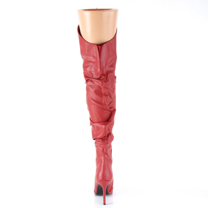 Pleaser Classique-3011 Women's Thigh High Boots Red | NZ EISLTR