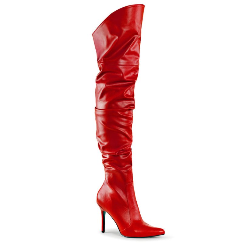 Pleaser Classique-3011 Women\'s Thigh High Boots Red | NZ EISLTR