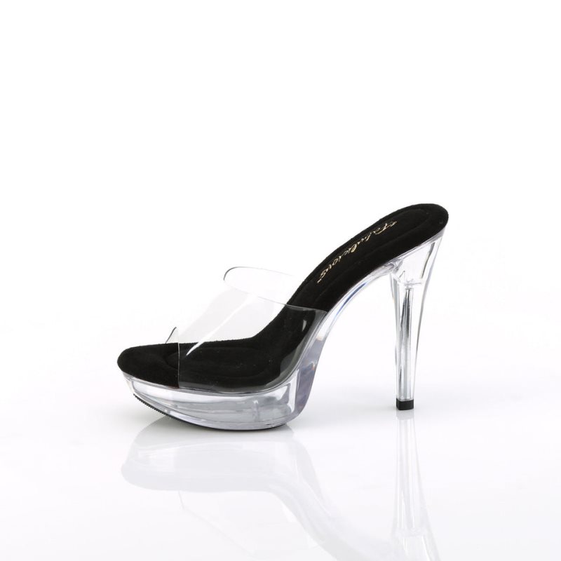 Pleaser Cocktail-501 Women's Platform Slides Black / Clear | NZ NXDTRK