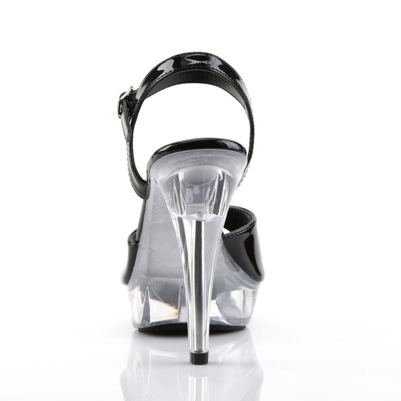 Pleaser Cocktail-509 Women's Platform Heels Sandals Black / Clear | NZ RNAMQX