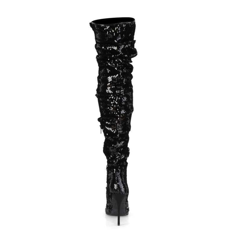 Pleaser Courtly-3011 Women's Thigh High Boots Black | NZ PMKOIQ