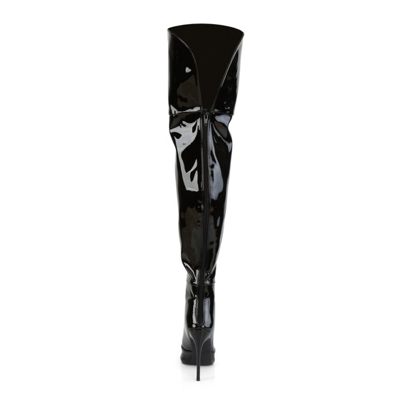 Pleaser Courtly-3012 Women's Thigh High Boots Black | NZ SFJZEC