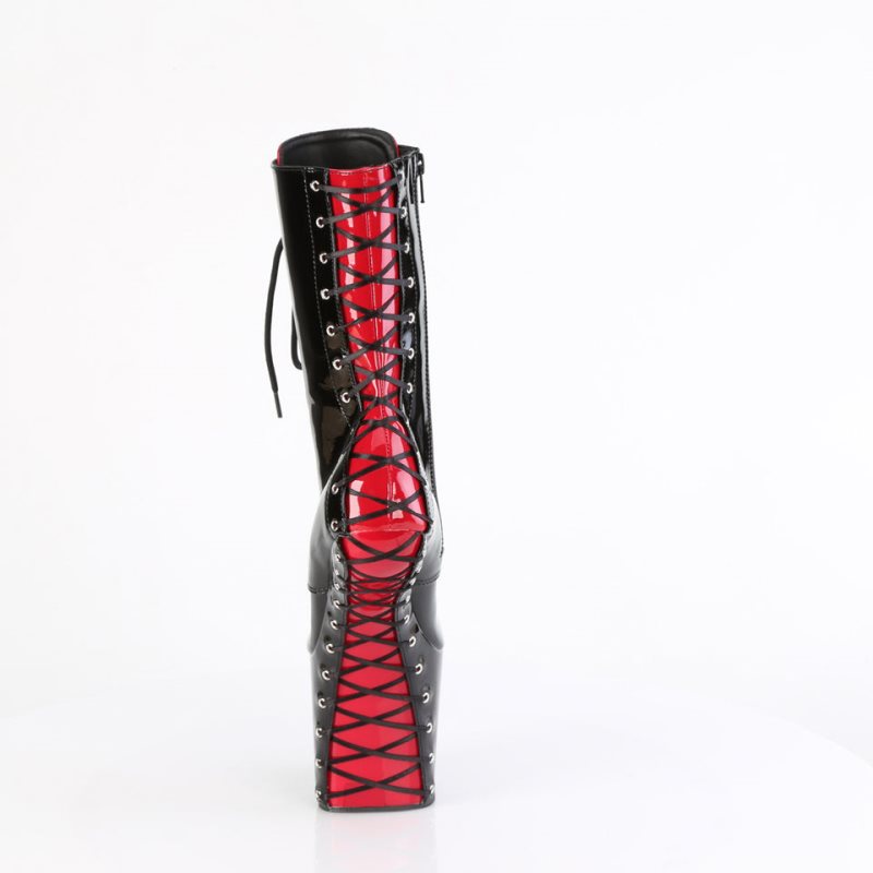 Pleaser Craze-1040FH Women's Heels Boots Black / Red | NZ THFRNZ