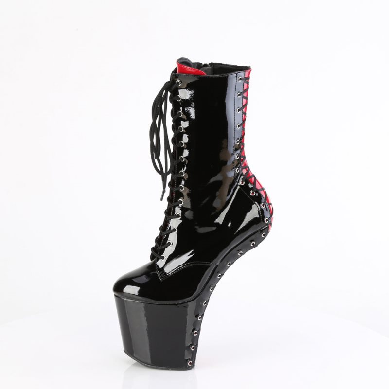 Pleaser Craze-1040FH Women's Heels Boots Black / Red | NZ THFRNZ