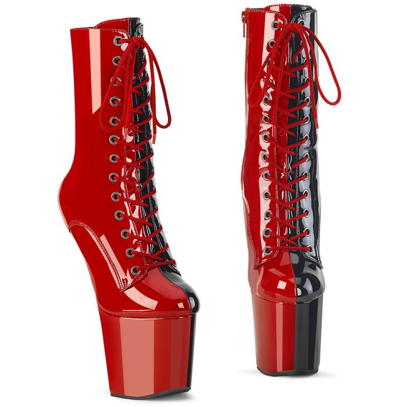 Pleaser Craze-1040TT Women\'s Heels Boots Red / Black | NZ SZMKXH