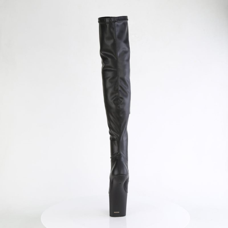 Pleaser Craze-3000 Vegan Leather Women's Thigh High Boots Black | NZ OJVDWH