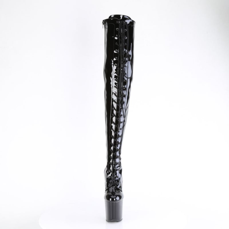 Pleaser Craze-3023 Women's Thigh High Boots Black | NZ USGRBQ