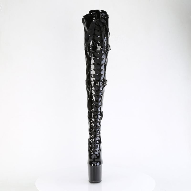 Pleaser Craze-3028 Women's Thigh High Boots Black | NZ KLZBPS