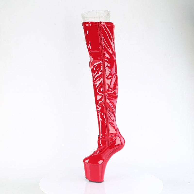 Pleaser Craze-3050 Women's Thigh High Boots Red | NZ DCPIYK