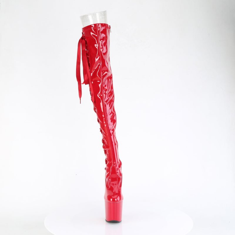 Pleaser Craze-3050 Women's Thigh High Boots Red | NZ DCPIYK