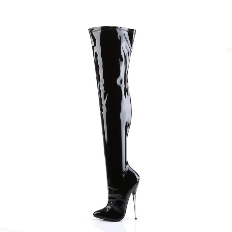 Pleaser Dagger-3000 Women's Thigh High Boots Black | NZ WNUMRT